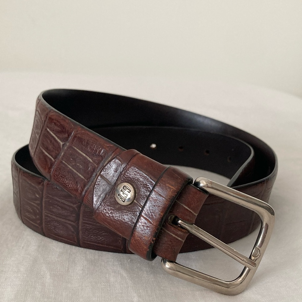 Gianfranco Ferre Italian leather croc brown belt 34